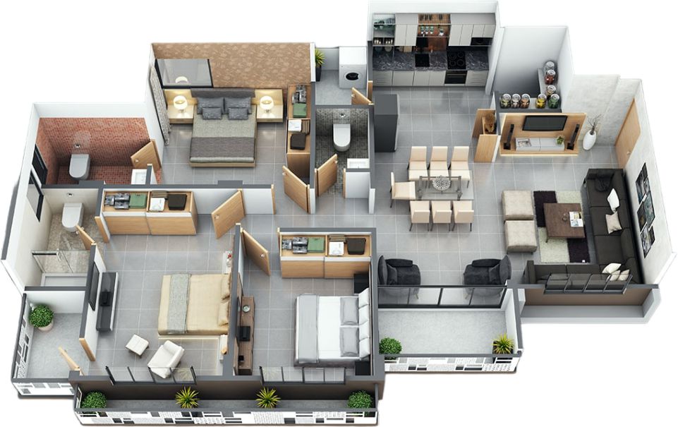 4BHK<br>4
Bedrooms,
Hall &
Kitchen